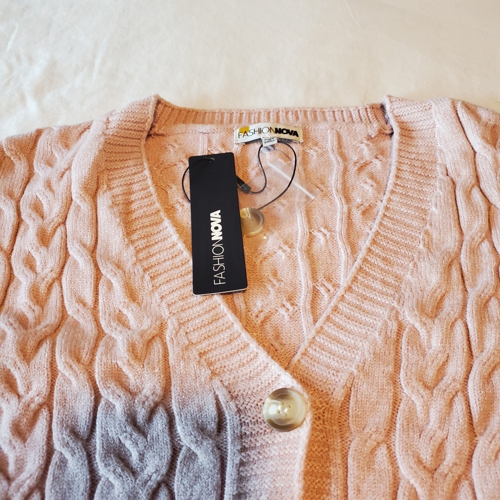Fashion Nova Michelle Sweater Mini Dress Pink Cable Knit Ribbed Size M NEW - Picture 6 of 8